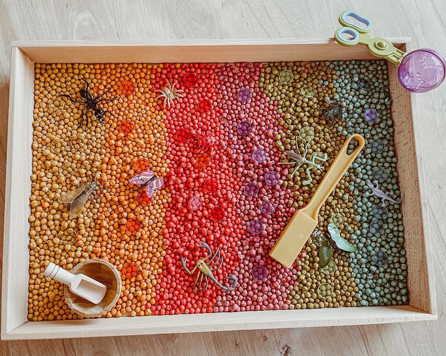 Sensorische box in regenboogkleuren