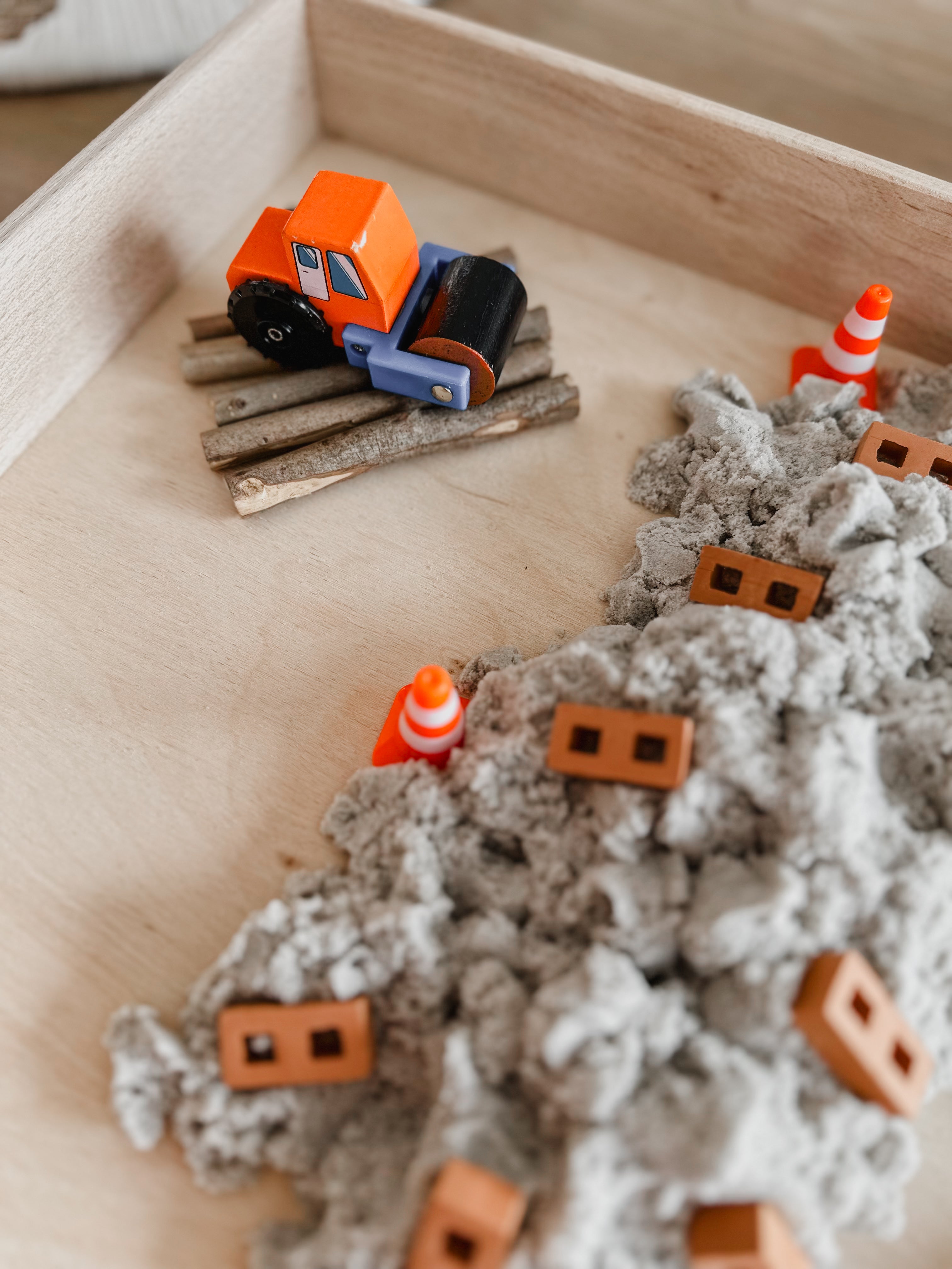 🚧🦺🧱 mini bouwwerf sensory box 🧱🦺🚧