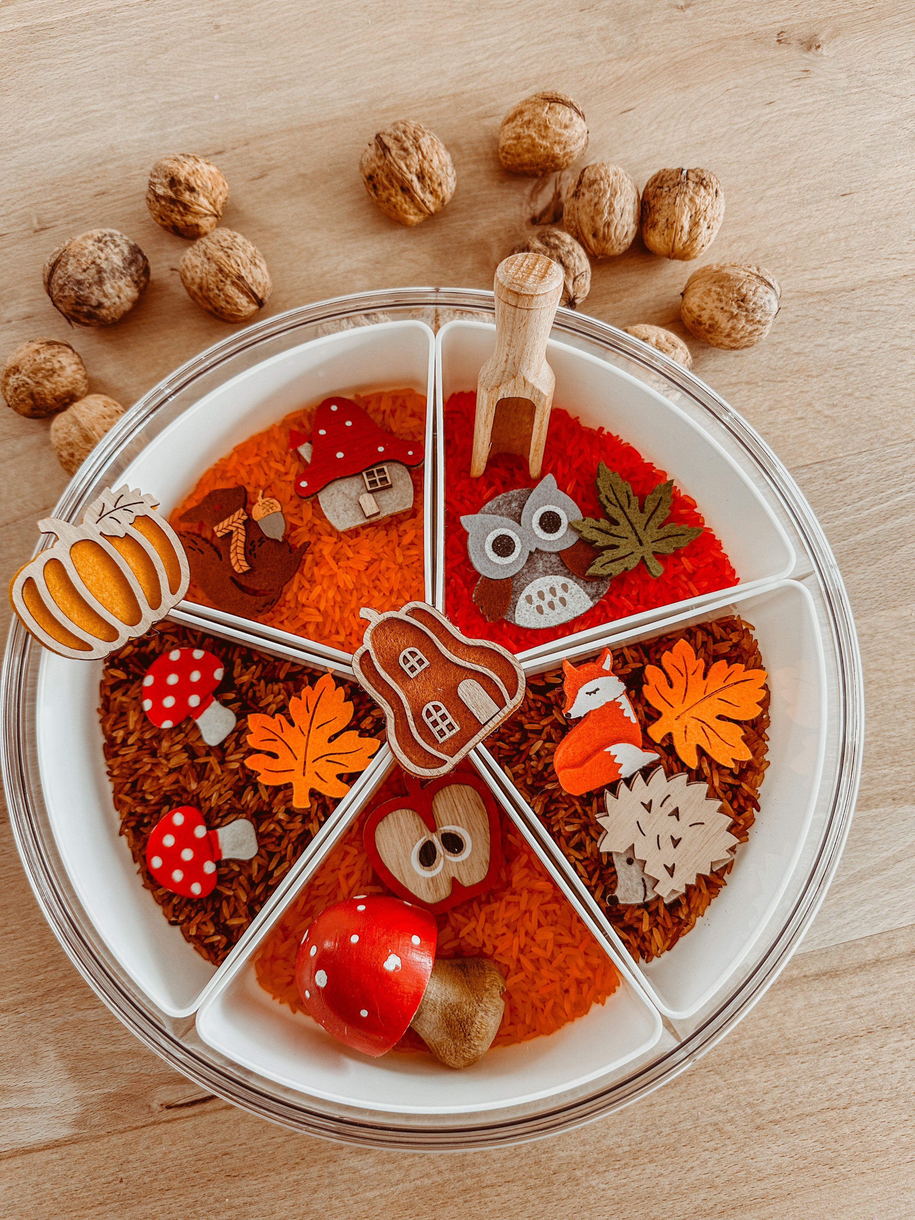🍁 Herfstbox mini in ronde speeltray  🍂