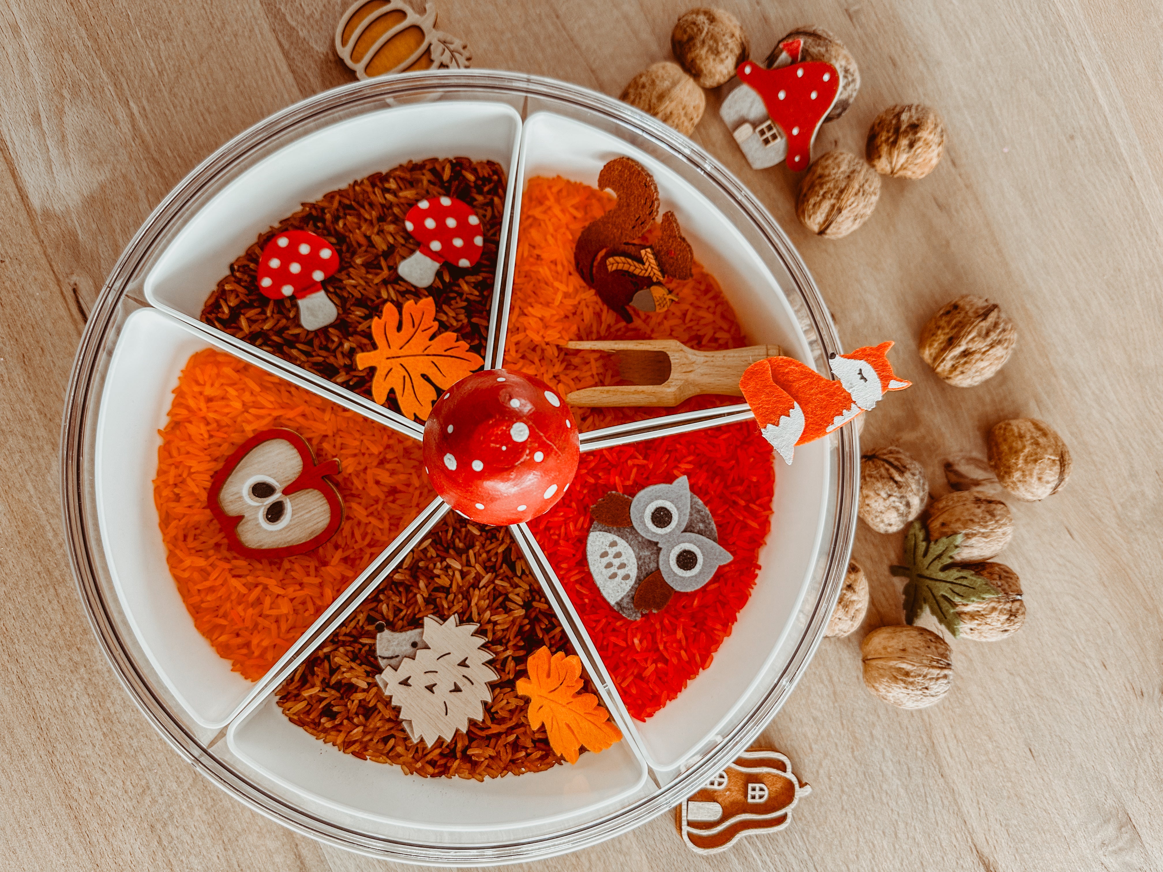 🍁 Herfstbox mini in ronde speeltray  🍂