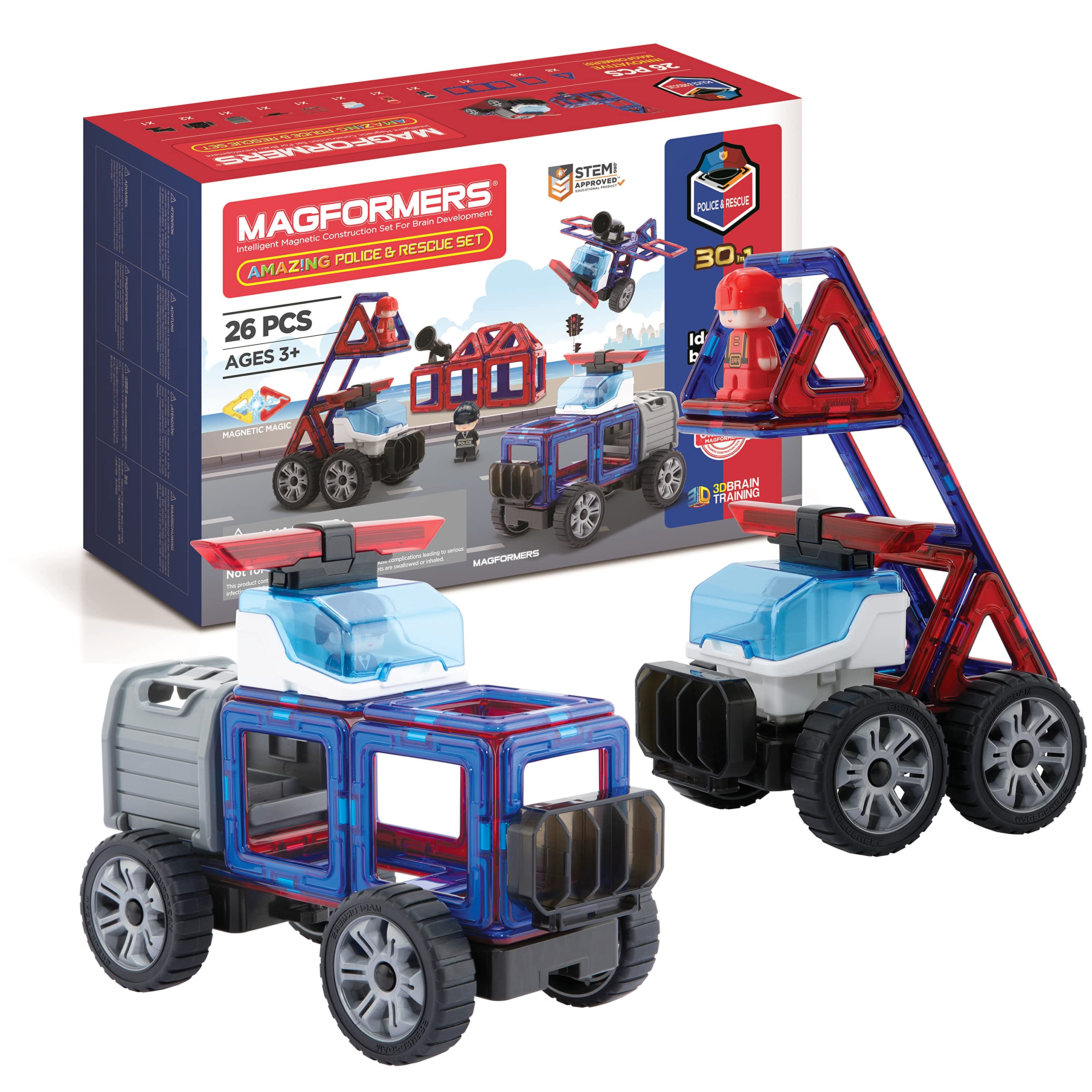 🚓🚨 Magformers: amazing police & rescue set - 26 stuks 🚨🚓