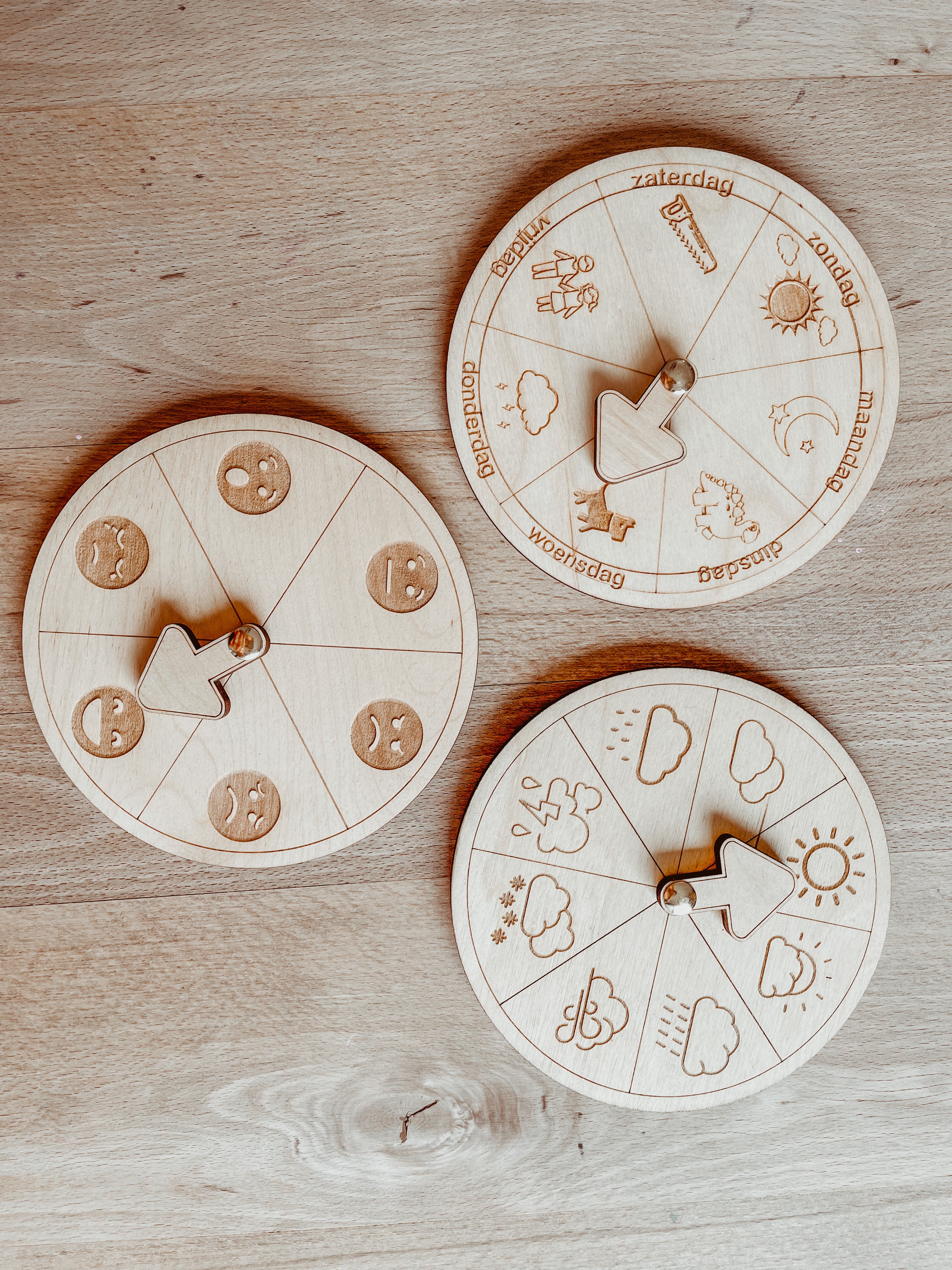 Set van drie schijven: dagen- weer- en emotieschijf