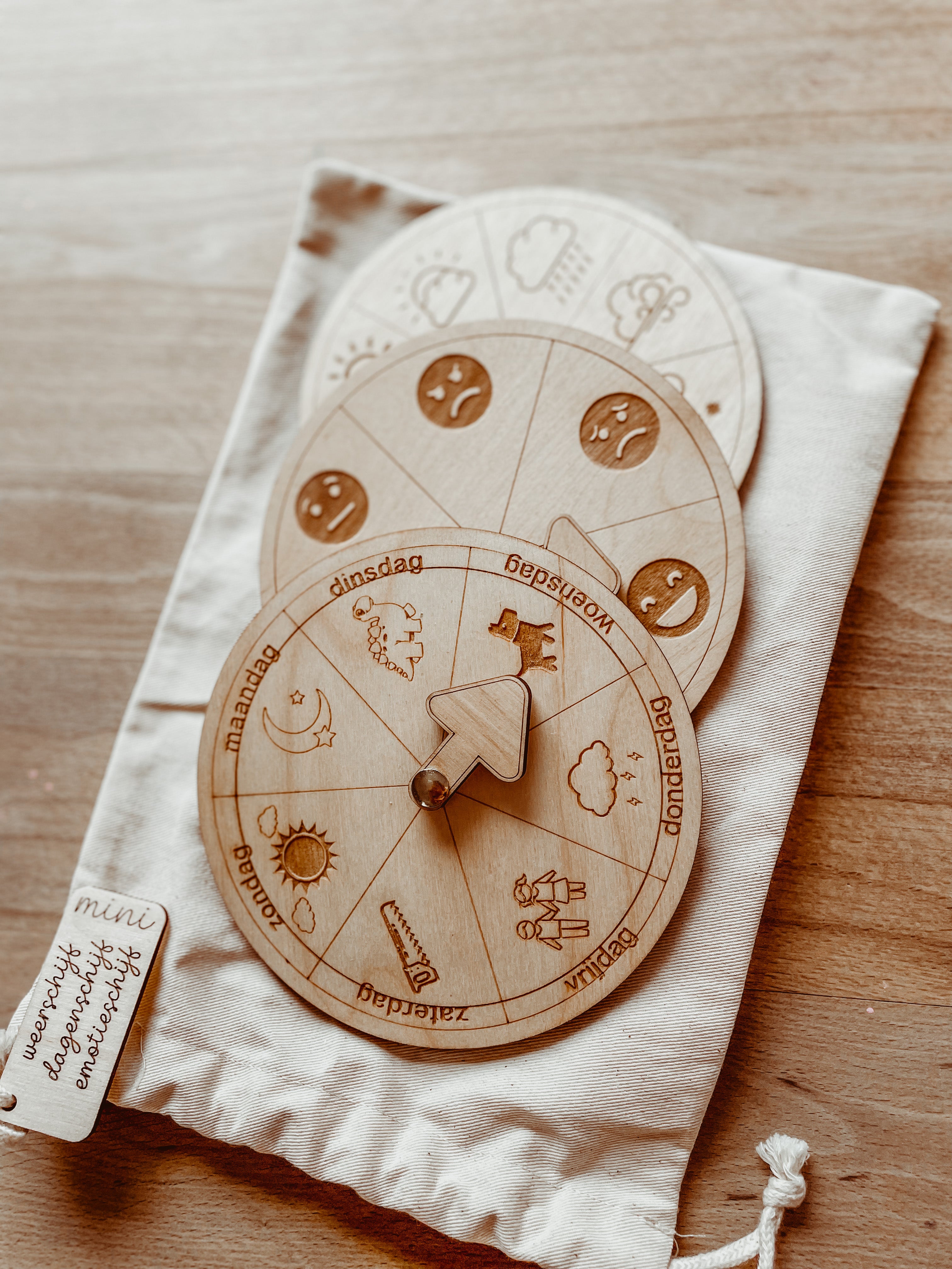 Set van drie schijven: dagen- weer- en emotieschijf